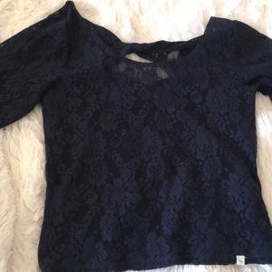 Abercrombie navy lace crop top